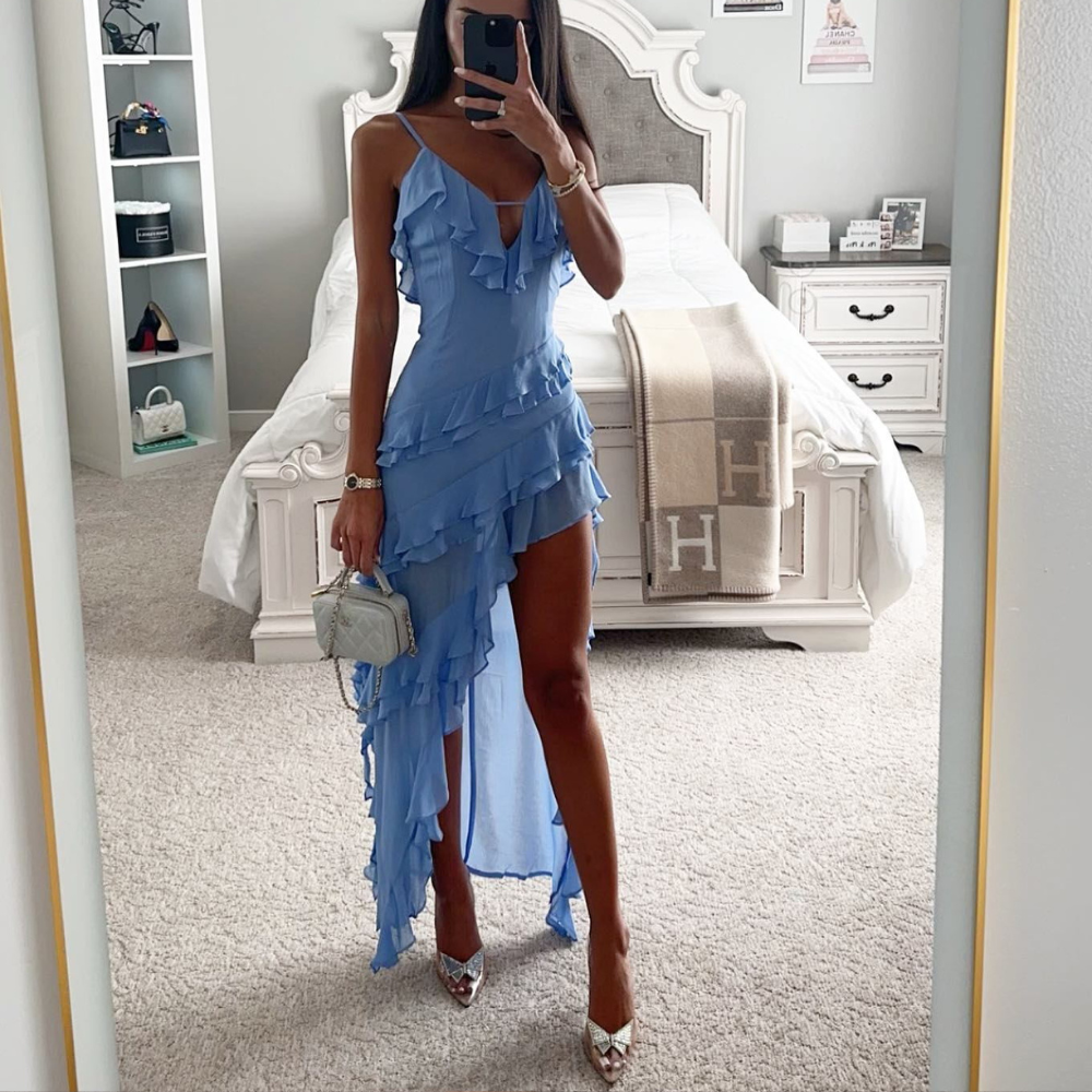 Abito midi elegante in chiffon premium