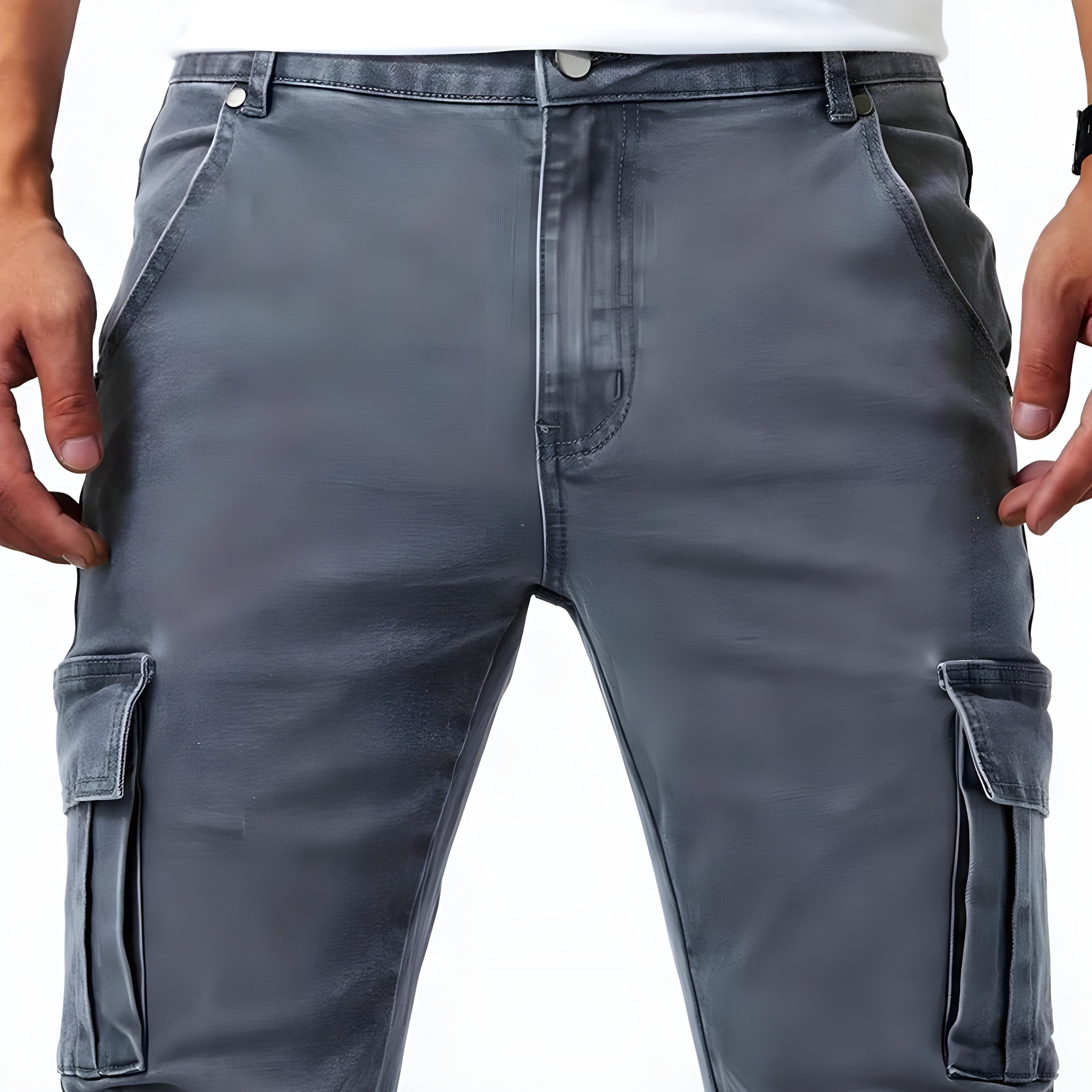 Pantaloni cargo in denim elasticizzati
