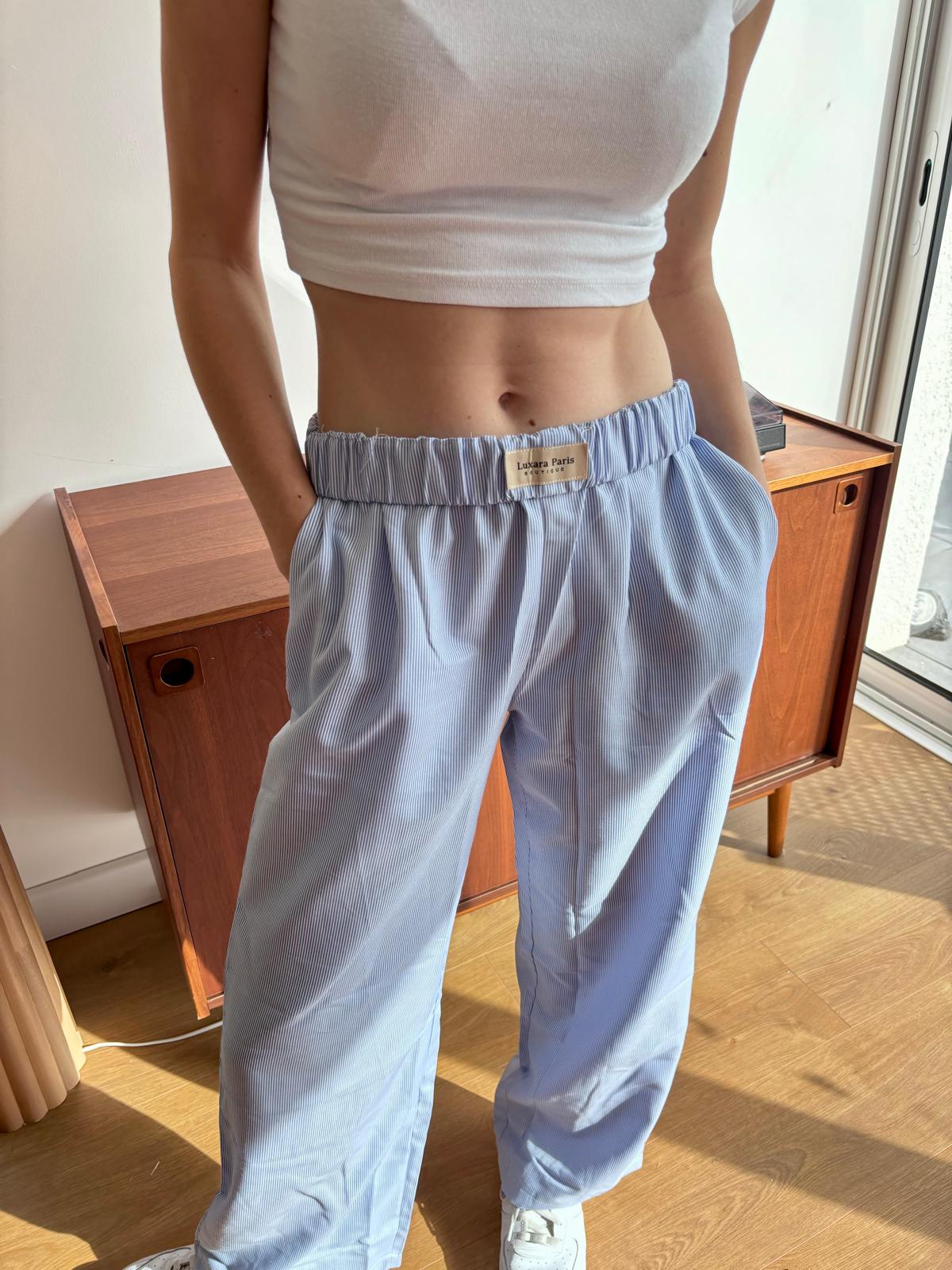 Anna - Pantaloni in Cotone a Vita Alta in Lilla