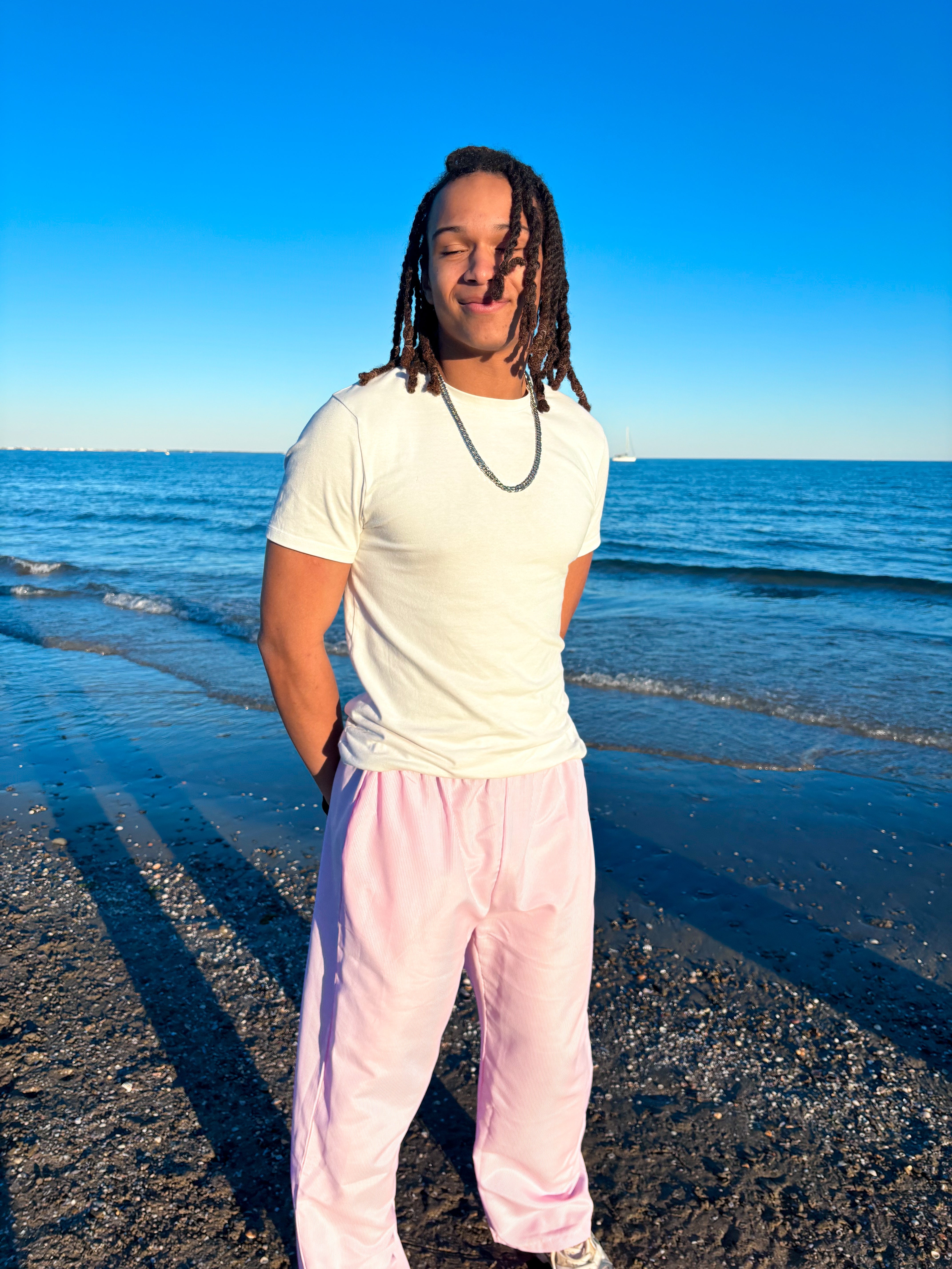 Anna - Pantaloni in Cotone a Vita Alta in Lilla