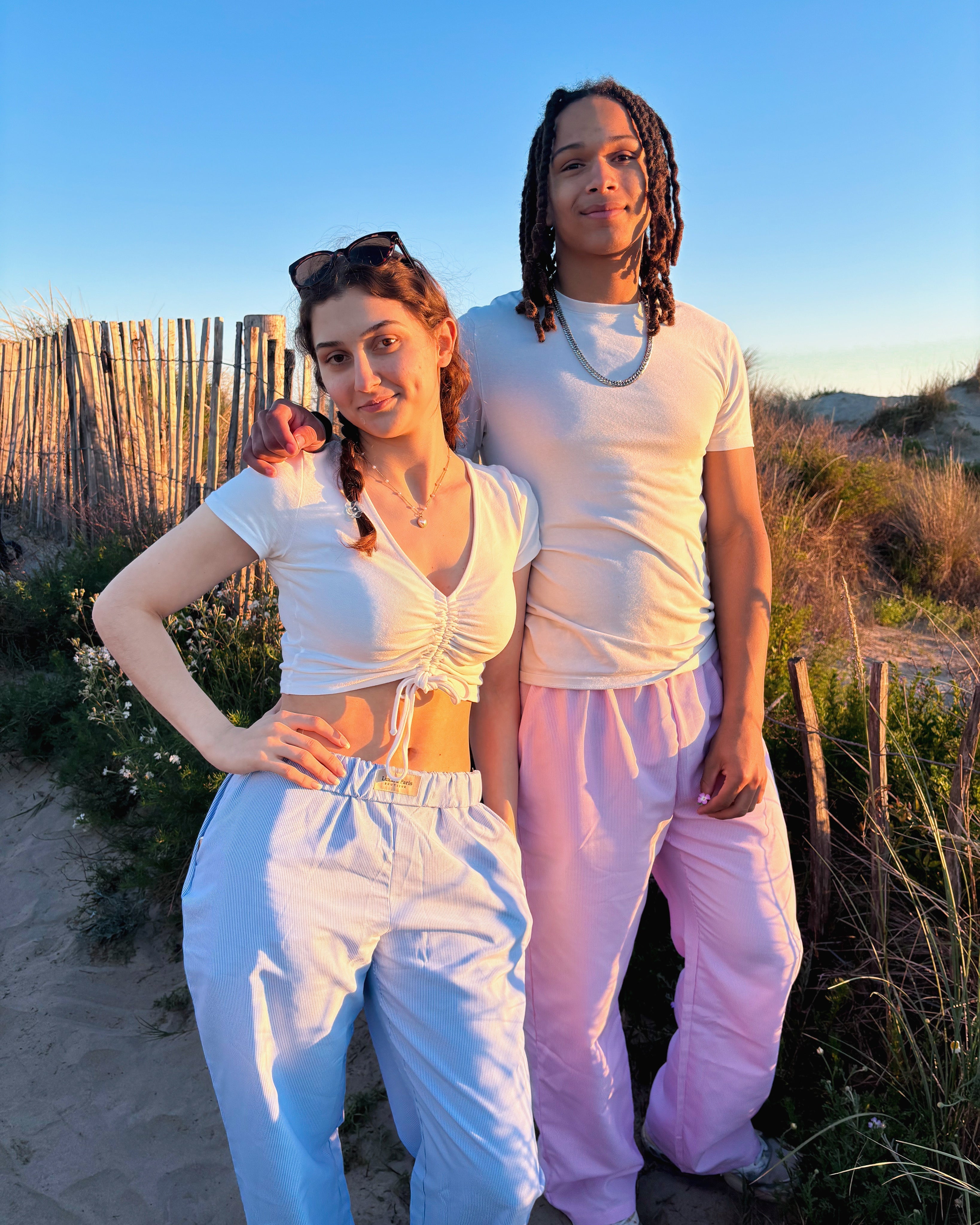 Anna - Pantaloni in Cotone a Vita Alta in Lilla